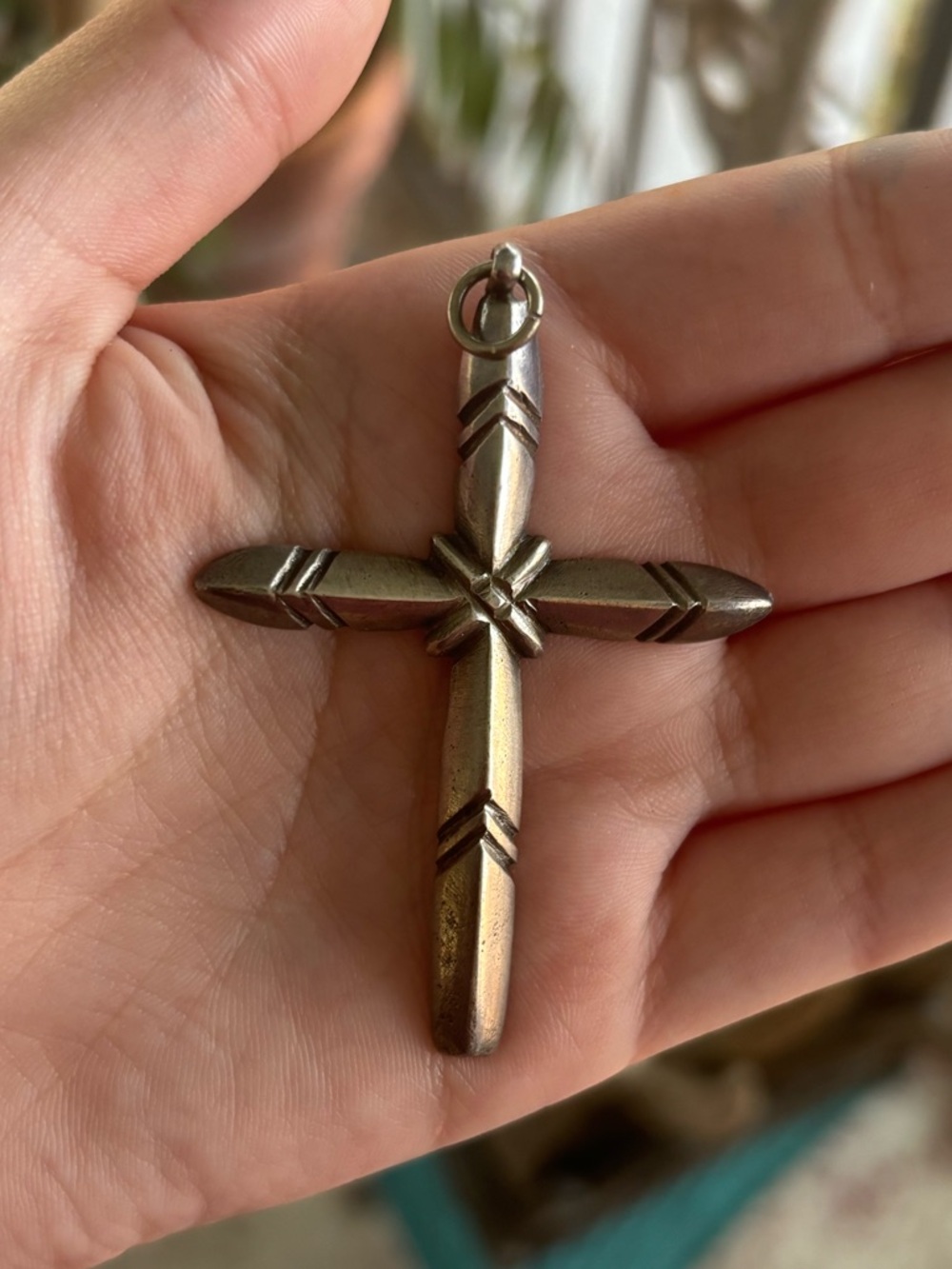 Vintage Native American Sterling Silver Cross Pendant